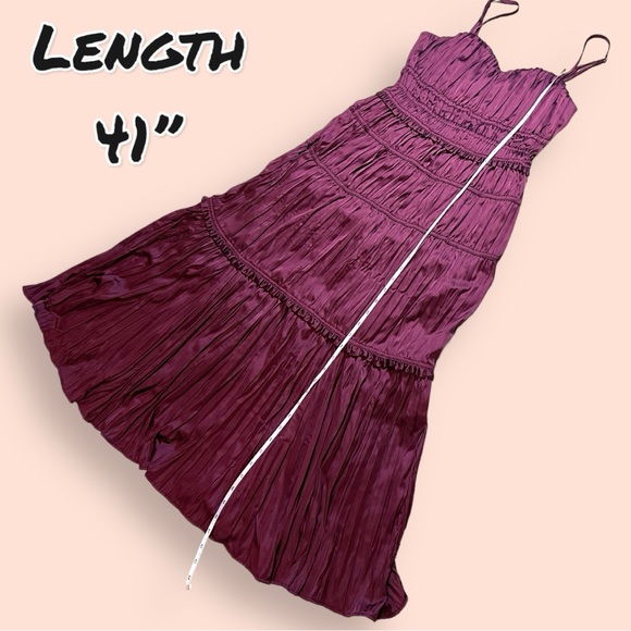IR NWT Vernacular Satin Like Spaghetti Strap Dress in Deep Maroon. Size Small 💃 - Picture 5 of 14